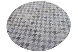 houndstooth gray patch cowhide rug