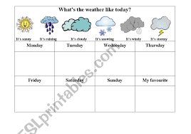 Weather Weekly Chart Esl Worksheet By Salachna