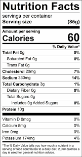 specialty seafood nutrition facts