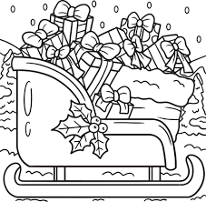 christmas sleigh coloring page for kids