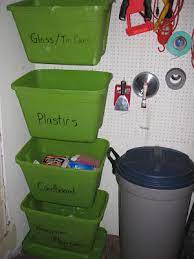 home recycling bin and containers