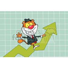Happy Tiger Riding On Success In A Flow Chart Clipart Royalty Free Clipart 378421