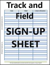 free printable track and field sign up