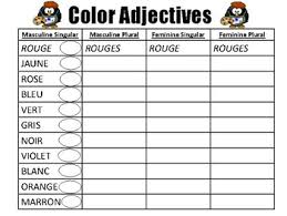 Color Adjectives Chart