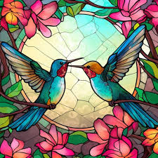 Hummingbird Stained Glass Window Cling
