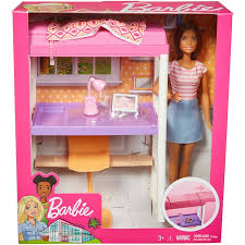 Bunk beds are supported on four pillars on each corner. Barbie Loft Bed Playset