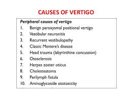 Vertigo causes may include disorders of the brain and inner ear including labyrinthitis, vestibular neuritis, migraine headaches, and meniere's unfortunately, there are many causes of vertigo. Vertigo