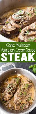 steak with garlic mushroom cream sauce