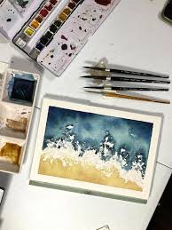 watercolor ocean waves paint with