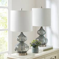 Ellipse Table Lamp Set Of 2gray Glass