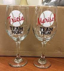 Team Mom Gifts Team Mom Mom Wine Glass