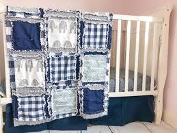 Elephant Baby Rag Quilt Navy Blue Crib