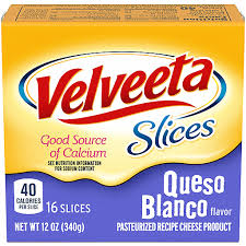 velveeta queso blanco cheese slices 12