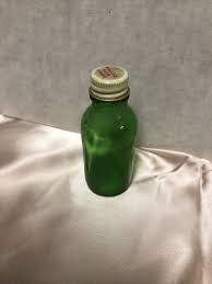 Vintage Green Glass Medicine Bottle W