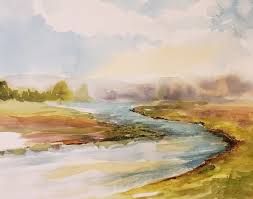Landscape Watercolor Painting River