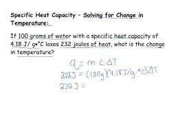 Specific Heat Capacity Solving For