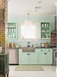 mint green cabinets eclectic kitchen