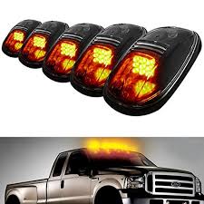 Ijdmtoy 5pcs Amber Led Cab Roof Top Marker Running Lights For Truck Suv 4x4 Black Smoked Lens Lamps Walmart Com Walmart Com