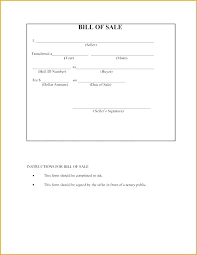 Blank Bill Of Sale Template Printable Word Document