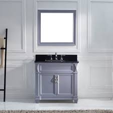 Sears carries stylish bathroom vanities for your next remodeling project. Victoria 36 Ms 2636 Bgsq Gr Single Bathroom Vanity In Grey With Black Galaxy Granite Top And Square Sink With Mirror