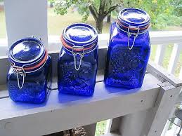 cobalt blue glass canister jars