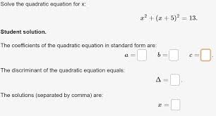 Solved Solve The Quadratic Equation