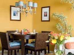 yellow transitional dining room with