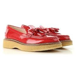 Details About Tods Gomma Para Womens Tassel Loafers In Red Patent Leather Size Uk 4 It 37