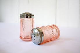 pink glass salt and pepper shakers