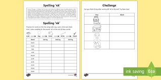 Explore the vocabulary of the poster together. Year 1 Spelling Practice Nk Word Endings Homework Worksheet Worksheet