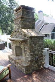 Outdoor Stacked Stone Fireplace With