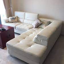 l shape white leather sofa furniture