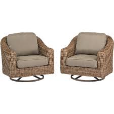 Wicker Swivel Chairs With Grey Cushions