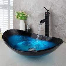 Uk Bathroom Countertop Blue Tempered