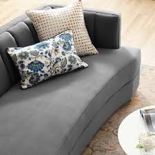 Modway Encompass Channel Tufted Performance Velvet Curved Sofa Gray