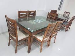 6 Seater Royal Glass Top Wooden Dining