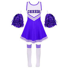 Kids Girls Cheerleader Costume Uniform Outfit with Cheerleading Flower and  Socks 