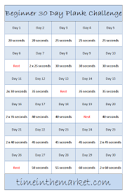 30 Day Plank Challenge Chart Printable Www