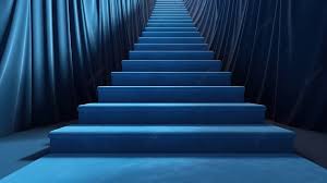 fundo escadas com carpete azul em