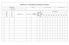 Monthly Training Schedule Sheet Format