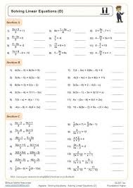 Solving Linear Equations Worksheets