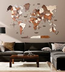 3d World Map Wooden Wall Art L