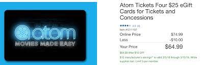 100 in atom tickets gift cards