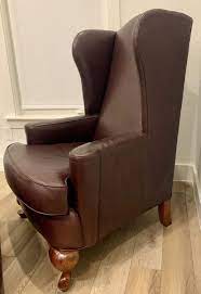 henredon leather wingback chair and