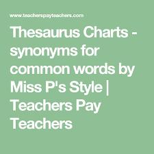 Thesaurus Charts Synonyms For Common Words Alumnos De La