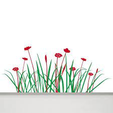 Grass And Flowers Wall Decal 47 In Long