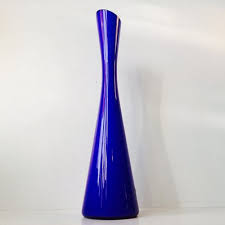 Tall Blue Glass Vase By Gunnar Ander