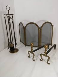 Vintage Fireplace Accessories In Brass