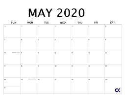 Printable May 2020 Calendar Calendar Kart
