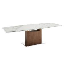 Olivia Dining Table In White Marbled